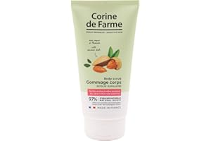 Corine de Farme, Gommage Corps aux Coques d'Amande 150ml - Exfoliant Doux pour Tous Types de Peau, Parfum Vanille et Jasmin, Texture Fondante, Effet Peau Neuve Immédiat
