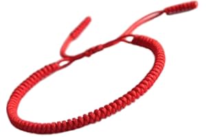 MENGLINA Men Women Chinese Lucky Red String Bracelet Tibetan Buddhist Prayer Handmade Yoga Prayer Rope Mala Bracelet Adjustable Size
