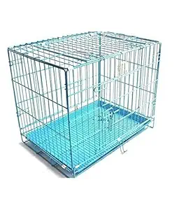 Unicorn Dog Cage Sky Blue 24 Inch Iron Cage with Removable Tray for Dogs & Cats Medium Size