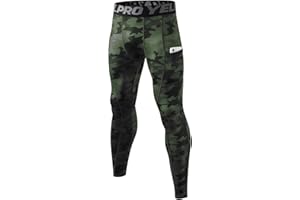 Ruowuhen Leggings Sportivi Uomo Pantaloni a Compressione con Tasche, Asciugatura Rapida Calzamaglia Baselayer for Gym Jogging Running Palestra
