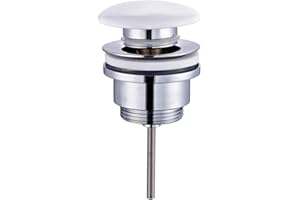 Kibath 171632 Válvula Clic Clac Universal Compatible con la mayoría de lavabos Fabricada en latón, PORCELANA BLANCA