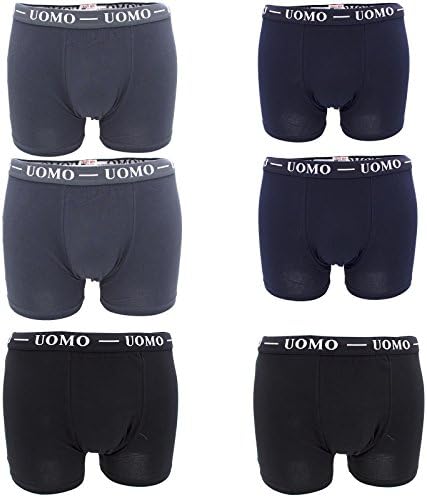 Netgozio Pack Of 6 Pieces Boxer Briefs Man Underwear Cotton Elastic Assorted Color Black White Blue Gray Size M -5XL New Art.100162 5XL
