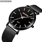 Herren Klassische Quarz Metall Legierung Uhr Herren Edelstahl Wasserdichte Mesh Band Business Formale Armbanduhr Geschenk für Damen Unisex Minimalist,A