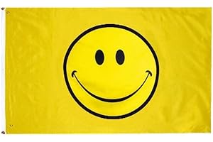 Stormflag Yellow Smiley Flag 90 x 150 cm Festival Flag 3 x 5 ft Polyester 90 g with Eyelets Stitched with Double Needle