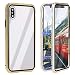 Produktbild ZXK CO iPhone X Hülle Magnet, iPhone XS Einteiliges 360 Grad Vollbildabdeckung Gehärtetes Glas Handyhülle mit Panzerglas Rückseite Vorne und Hinten Case Cover für iPhone X iPhone XS 5.8 Zoll (Gold)
