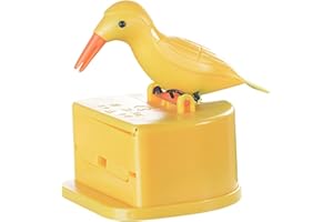 Cldaisy Yellow Bird Automatic Toothpick Dispenser, Push-Type Holder with Storage Box, Kitchen Decoration