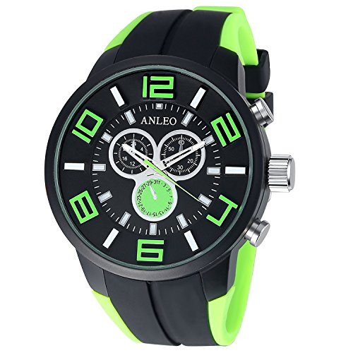 Anleo Herren Armbanduhr Quarz Japanische Bewegung Sport Einsatz Digital MehrfuntionalUhr Grn Anleo Herren Armbanduhr Quarz Japanische Bewegung Sport Einsatz Digital MehrfuntionalUhr Grn