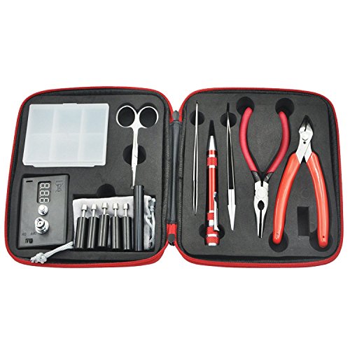 Leknes das Werkzeug für den ambitionierten "Dampfer" DIY Hausbesitzer Werkzeug-Sets: Krummsäbel Pinzette aus rostfreiem Stahl + Keramik-Pinzette + 8-in-One-Multi-Tool pen + Spitzzange + Seitenschneider + PP Schutt boes + Spule Master 5 in 1 Wicklung jig-Kits + Widerstandsspannungsprüfer + Schere.