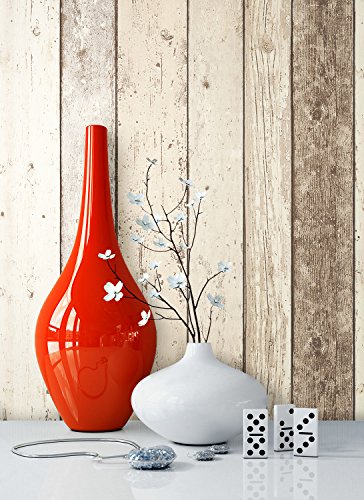 Holz MustertapeteVliestapete Braun Beige Edel , schöne edle Tapete im Holzwand Design , moderne 3D Optik für Wohnzimmer, Schlafzimmer oder Küche inkl. Newroom Tapezier Ratgeber mit super Tipps! - 5