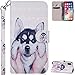 Produktbild FNBK Hülle für iPhone XR Handyhülle Leder, 3D Lackierte Schutzhülle Tasche Handyhülle Silikon Brieftasche Schale Stand Kartenfächer Magnetverschluss Lederhülle für iPhone XR 6.1",Schlittenhund