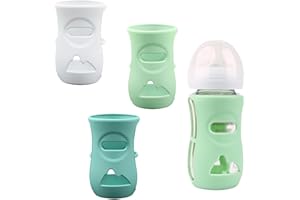 JINEATHES 3 Pack Silicone Sleeves for Philips Avent Glass Bottle 240 ml, Anti Breakage Baby Bottle Holder, Dishwasher Safe,BPA Free (White/Blue/Green)