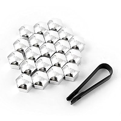 DIYI 20x Capuchons protection hexagonal Pour ecrous de Roue universel 17MM chrome