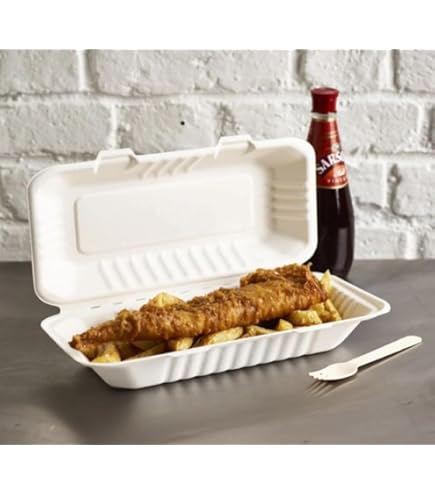 No Results For Sunrise Packaging 25 Pack Xtra Large Super Rigid Bagasse Clamshell Lunch Boxes For Fish And Chips 12.5 X 6 Inch