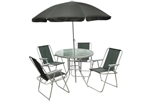 FastWrite GardMax Chair & Table Set (6 Pieces), Black &, 4-Seater, Black