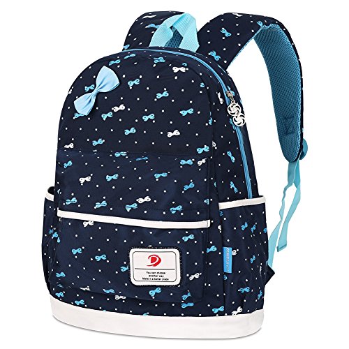 Vbiger School Bag Polka Dot Toddler Backpack with Lunchbox and Cell Phone Bag Combo Set (Dark Blue)