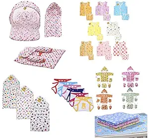 Infantbond 56 in 1 New Born Baby Complete Daily Items Combo(0-6 Months)(Apple) (Pink for Baby Girl)