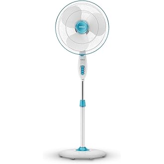 Havells Gatik Pro 400mm Pedestal Fan| 120 Ribs Guard for Safety| Smooth Oscillation| Heavy Base| ISI Marked | 2 Year Warranty | Blue