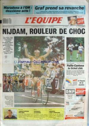 EQUIPE (L') [No 13424] du 05/07/1989 - MARADONA A L'OM - GRAF PREND SA ERVANCHE - NIJDAM - CYCLISME - PAILLE- CANTONA - ESCRIME - LAMOUR - BOXE - DUFRENEY - AUTO - BERNARD CHEZ LARROUSSE. gratuit