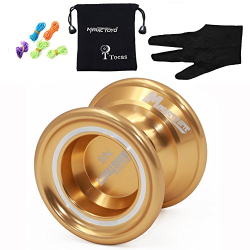 Authentic Magicyoyo N6 Magistrate Unresponsive Yo-Yos with Glove & Bag & 5 Strings, Aluminum, Professional Toy Children Girl Boy Gifts, Gold