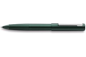Lamy Aion 377 - Bolígrafo de punta redonda de aluminio sin costuras en color verde oscuro con clip de acero inoxidable pulido, con mina M 63 negra, ancho de trazo M