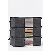 Orret Home 3'l&uuml; Siyah Pencereli Hur&ccedil; Seti &ndash; 64x45x22 cm Bez Kumaş Baza Altı Organizer, Şeffaf Pencereli Hur&ccedil;, Giysi ve Nevres