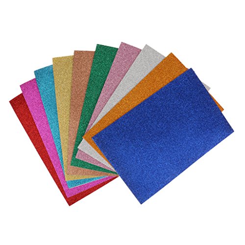 MagiDeal 10 Blatt Schaum Schwamm Blatt-glitter, 20 x 30 cm, selbstklebend, glitzernd, mit Pailletten - 2