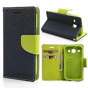 CEDO Luxury Mercury Magnetic Lock Diary Wallet Style Flip Cover Case for Samsung Galaxy On7 Pro/On7(Blue)