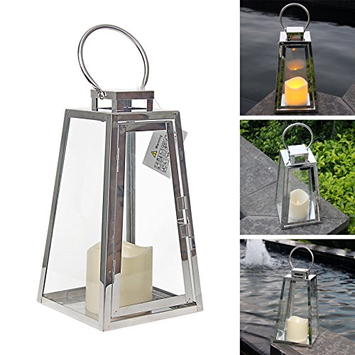 Signstek Deko flammenlose Laterne aus Edelstahl und gehärtetem Glas - 2