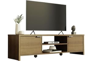 Madesa Centro de Entretenimiento, Mueble TV con Espacio de almacenaje y gestión de Cables, Mueble Mesa TV para TV de hasta 65 Pulgadas, Madera, 145 x 40 x 38 cm - Rústico