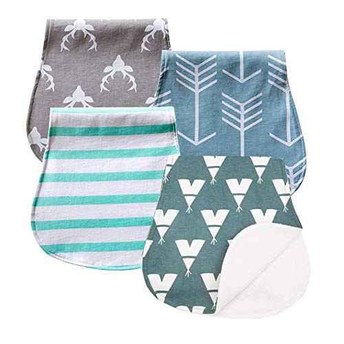 Baby Burp Cloths Set Baby Burp Bibs 4-Pack Feeding Nursing Towel Accessory, Burping Rags for Newborns,Organic Cotton,Baby Shower Gift for Boys and Girls (K002)