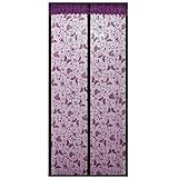 Gosear Mosquitera Magnética para Puertas, Pantalla de Anti Insectos Mosquito para Cortina con Velcro (39 x 82 Pulgadas, Estilo Mariposa, Morado)