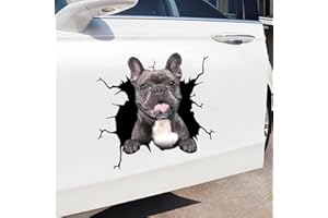 BYNYXI 4 adesivi per auto con cane, 3D Labrador per auto, adesivi personalizzati, divertenti Bulldog francesi, crepe realistiche, per cani, in vinile, 30 cm x 30 cm