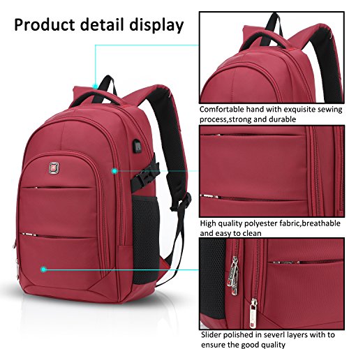 FANDARE Laptop Rucksäcke Geschäft Notebook Geeignet für bis zu 17 Zoll Damen Herren Schulrucksack für die Schule Daypack Wasserabweisend Reisen Outdoor Polyester - 7