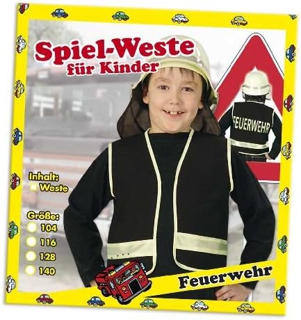 Game Vest Firefighters Children's Firefighters vest, black 104 - 140, Black , 140 (EU)