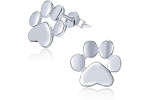 SIMPLOVE 925 Sterling Silver Dog Cat Paw Imprimer Stud boucles d'oreilles pour femmes adolescentes, animal mignon empreinte de pas boucles d'oreilles bijoux cadeau