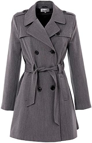 *S/S*14 LADIES LIGHTWEIGHT BELTED MAC TRENCH COAT (16, GREY CHECK)