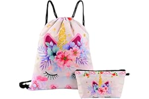 BCBF 1 Pièces Sac De Rangement Avec Cordon,Sac À Dos À Cordon Pour Enfants - 34 X 45 Cm Sac De Sport Et De Sport Étanche Plage Natation École Voyage Sac À Dos Cadeau D'Anniversaire Avce 1 Portefeuille