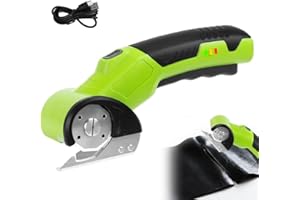 ZINUEEN Tijeras eléctricas de 4 V, cortador de cartón inalámbrico, cortador de cartón portátil con luz LED y bloqueo de seguridad para cartón, tela, cuero, alfombra