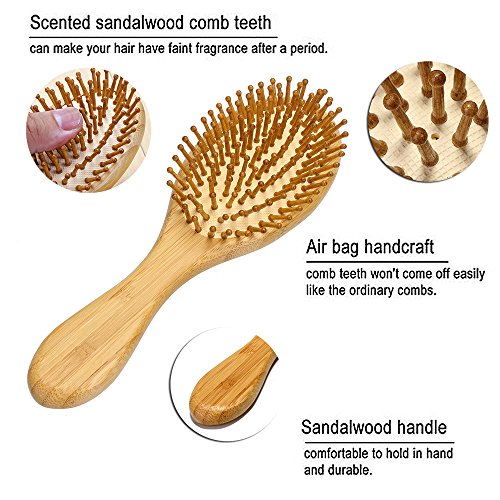 Neverland Sandelholz Haar Bürste Antistatische Detangling Massage Haar Haarkämme Hölzerne Borste Gepolsterte organische handgemachte Haarbürste - 6