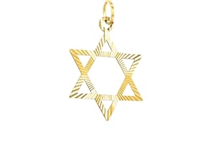 FORME DI LUCCHETTA Lucchetta - 14ct Yellow Gold Star of David Pendant - size 10 or 20mm - without necklace, 14k Gold Charms for Bracelets Necklaces (up to 4mm), Mens Womens Boys Girls