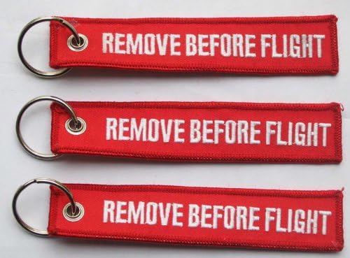 Remove Before Flight Key Chain - 3 Pieces - Embroidered Aviation Key Chain