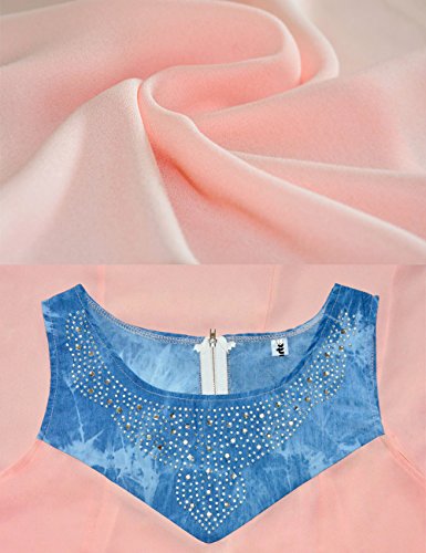 Damen Sommerkleid A-Linie Kurz Ärmellos Elegant Strandkleider Kleid Rock Partykleid Cocktaikleid - 5