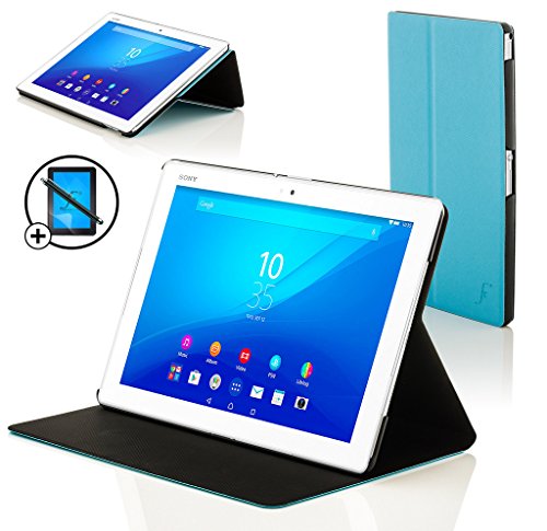 Forefront Cases® Neue Leder Hülle / Tasche / Case / Cover für Sony Xperia Z4 Tablet-PC (25,6 cm 10,1 zoll) SGP771 (Juni 2015) - Rundum-Geräteschutz und intelligente Auto-Sleep-Wake-Funktion mit 3-JAHRES-GARANTIE VON FOREFRONT CASES - inkl. Eingabestift und Displayschutz