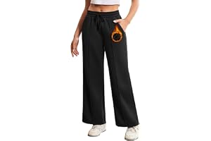 PINSPARK Joggingbyxor, dam, breda ben, sportbyxor, varma fodrade sweatbyxor, elastisk midja, fritidsbyxor, fleece, joggingbyx