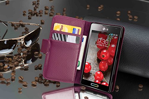 Cadorabo - Funda LG Optimus P710 L7II Book Style de Cuero Sint  tico en Dise  o Libro - Etui Case Cover Carcasa Caja Protecci  n con Tarjetero en BURDEOS-VIOLETA