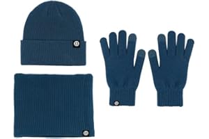 MUYAN Wintermütze Warm Strickmütze Schal Mütze Handschuhe 3-in-1 Set Beanie Mütze Warme Loop Schal Strickset für Herren Damen