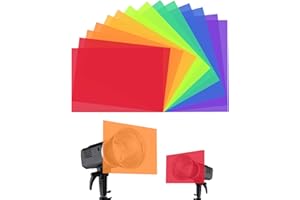 BOZKAA Correction Gel Light Filter, 14 Pack Colored Overlays Transparency Color Film for Photo Studio Light Video Photography Strobe, 7 Assorted Colors(29.7x21cm)