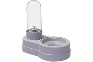 SEPTILLAR Dispensador de Agua para Perros y Gatos, 580ml Automático Gravedad Fuente Bebedero con Filtro para Perros Pequeños Gatos Conejos Animales Pequeños (Gris)