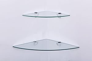 ‎EURO TISCHE Euro Tische Glas Eckregal 35x35cm, Wandregal für Badezimmer, Duschregal Bad, Glas Badregal mit 6mm ESG Sicherheitsglas, Verschiedene Größen (Klar)