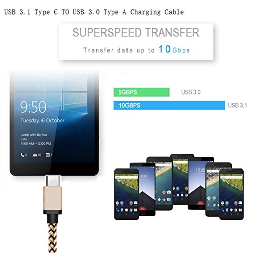 USB Typ C Kabel 0.9m, AYASHO® USB C Kabel auf USB 3.0 A Ladekabel Nylon umflochtenes für USB Typ-C Geräte Inklusive des Samsung Galaxy S8 / S8 Plus, Huawei P10, Huawei Mate 9, Samsung Galaxy A3 2017, Galaxy A5 2017, OnePlus 2, HTC 10, Nexus 5X, Nexus 6P, Huawei P9, Huawei P9 Plus und weitere (Gold & Schwarz) - 5